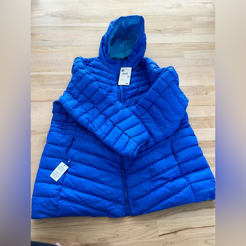 NWT Lands End Women’s Ultralight Packable Down Long Jacket size 1X